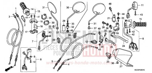 LEVIER DE GUIDON/COMMUTATEUR/CABLE (CL/DK/ED/U) XR250R2 de 2002